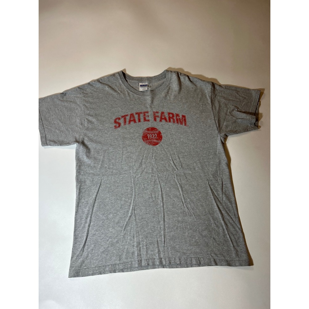Gildan T-Shirt Mens Large Gray Excellent State Farm 1922 Baseball Graphic Tee